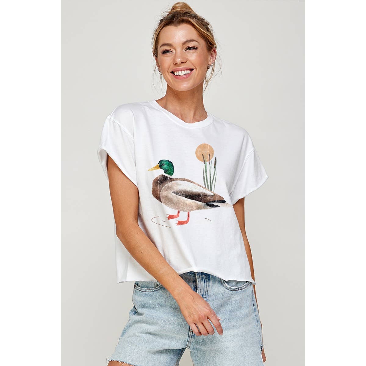 Mallard Ducks Vintage Graphic Crop Top