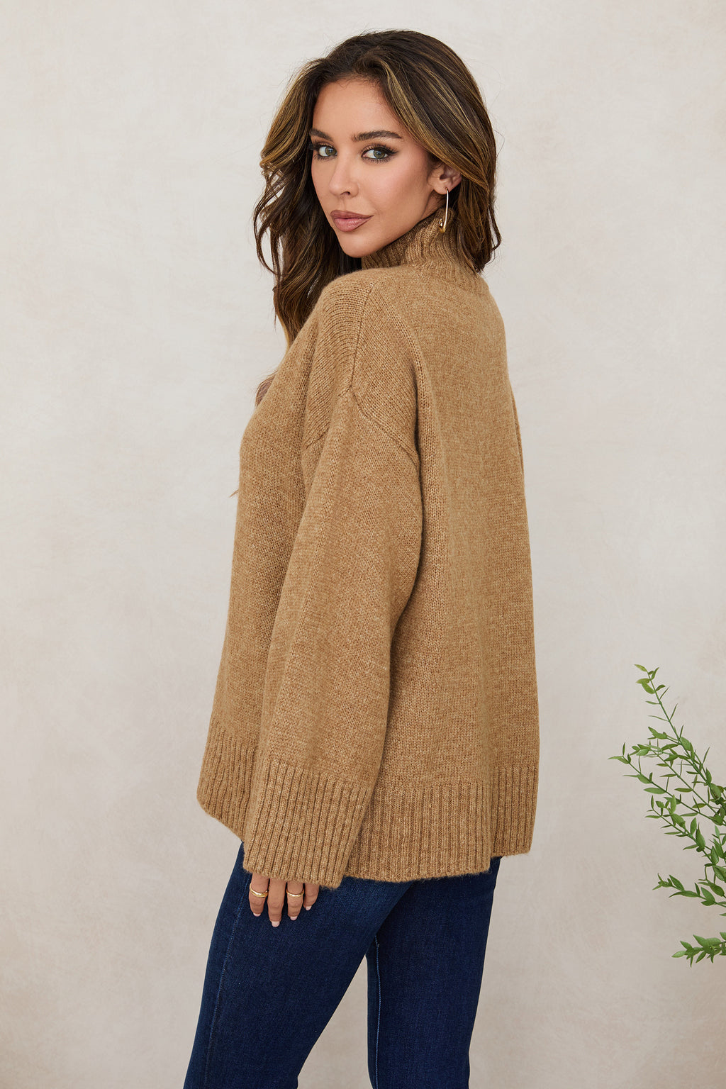 Cowl Neck Long Sleeve Knit Sweater