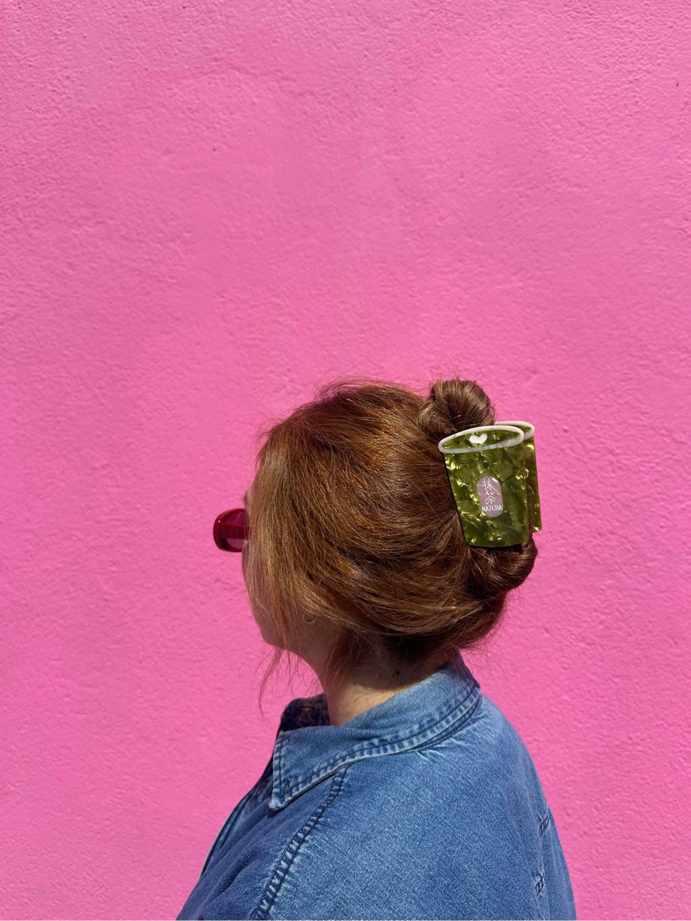 Hand-painted Matcha Claw Hair Clip