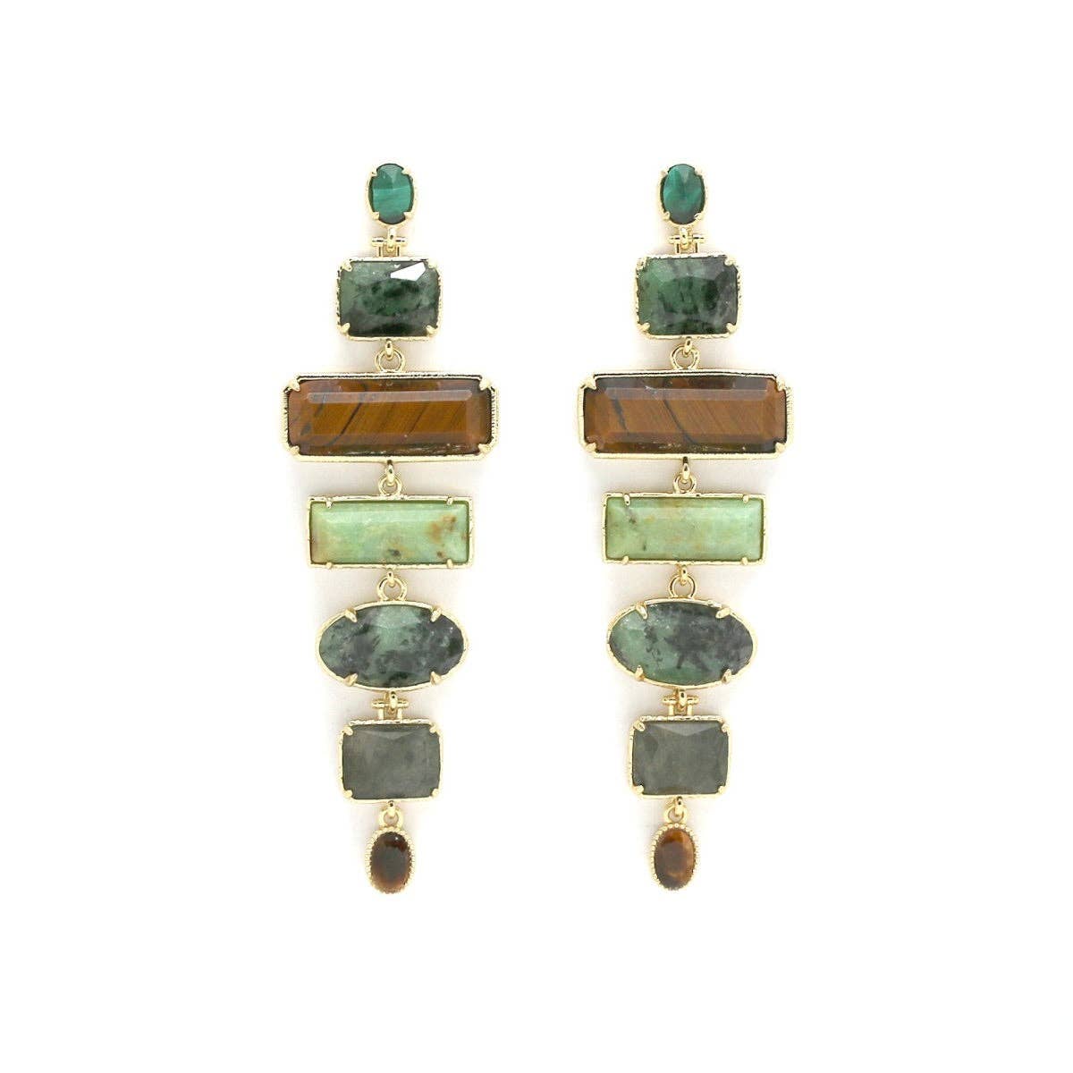 African turquoise mix stone dangle earrings-423B
