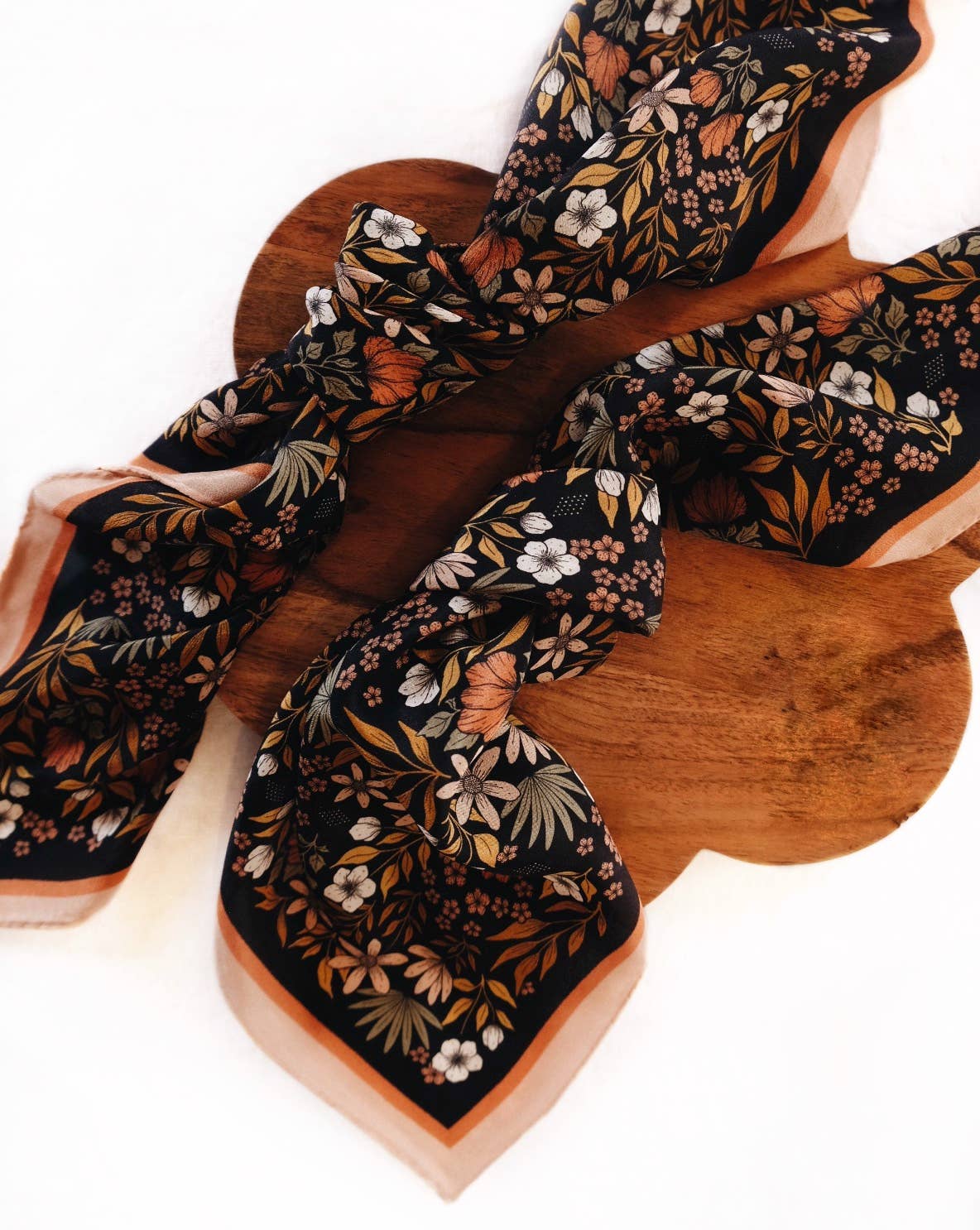 Midnight Garden Floral Silk Scarf