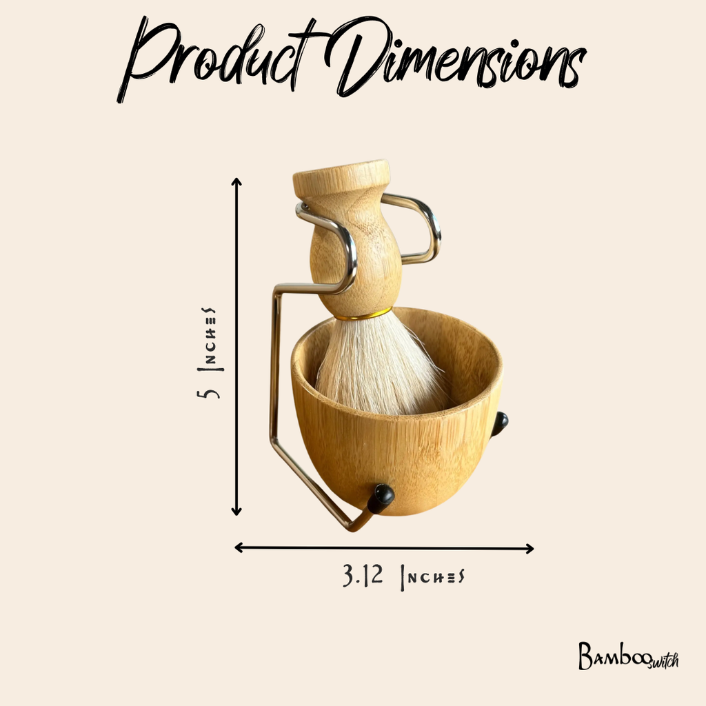 Natural Shaving Brush and Stand 3-in-1 Set
