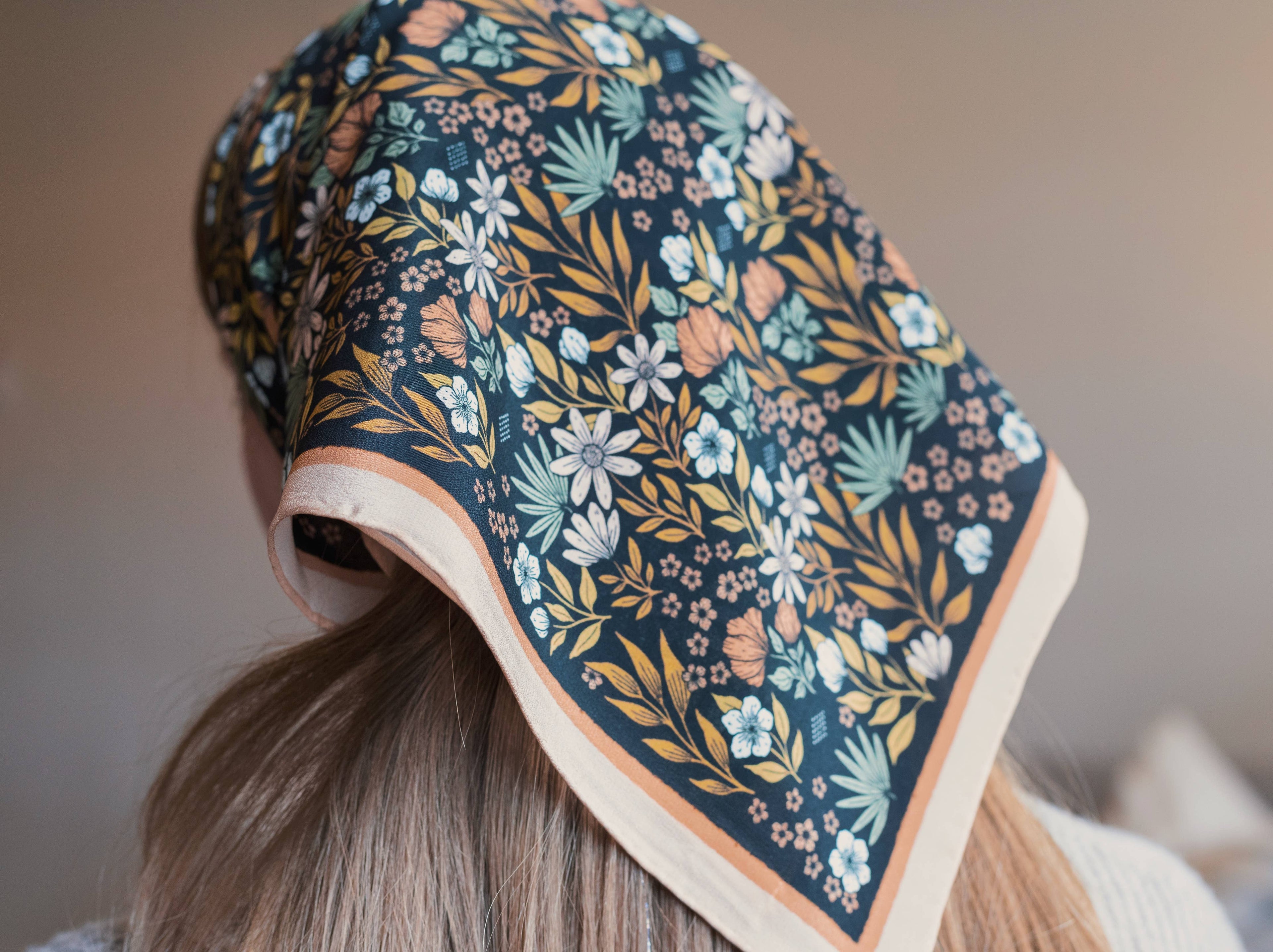 Midnight Garden Floral Silk Scarf