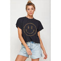 Smiley Face Vintage Graphic Crop Top