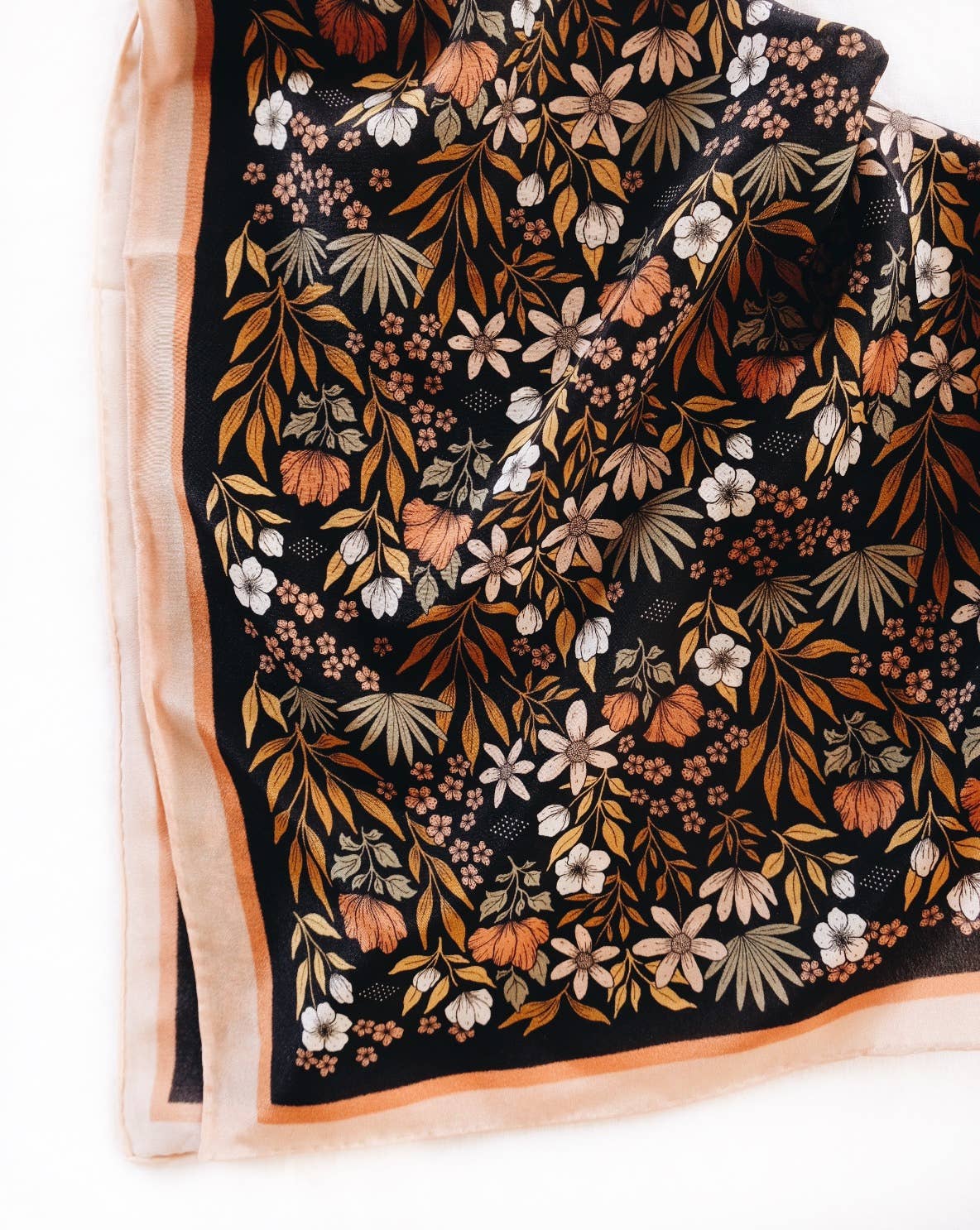 Midnight Garden Floral Silk Scarf