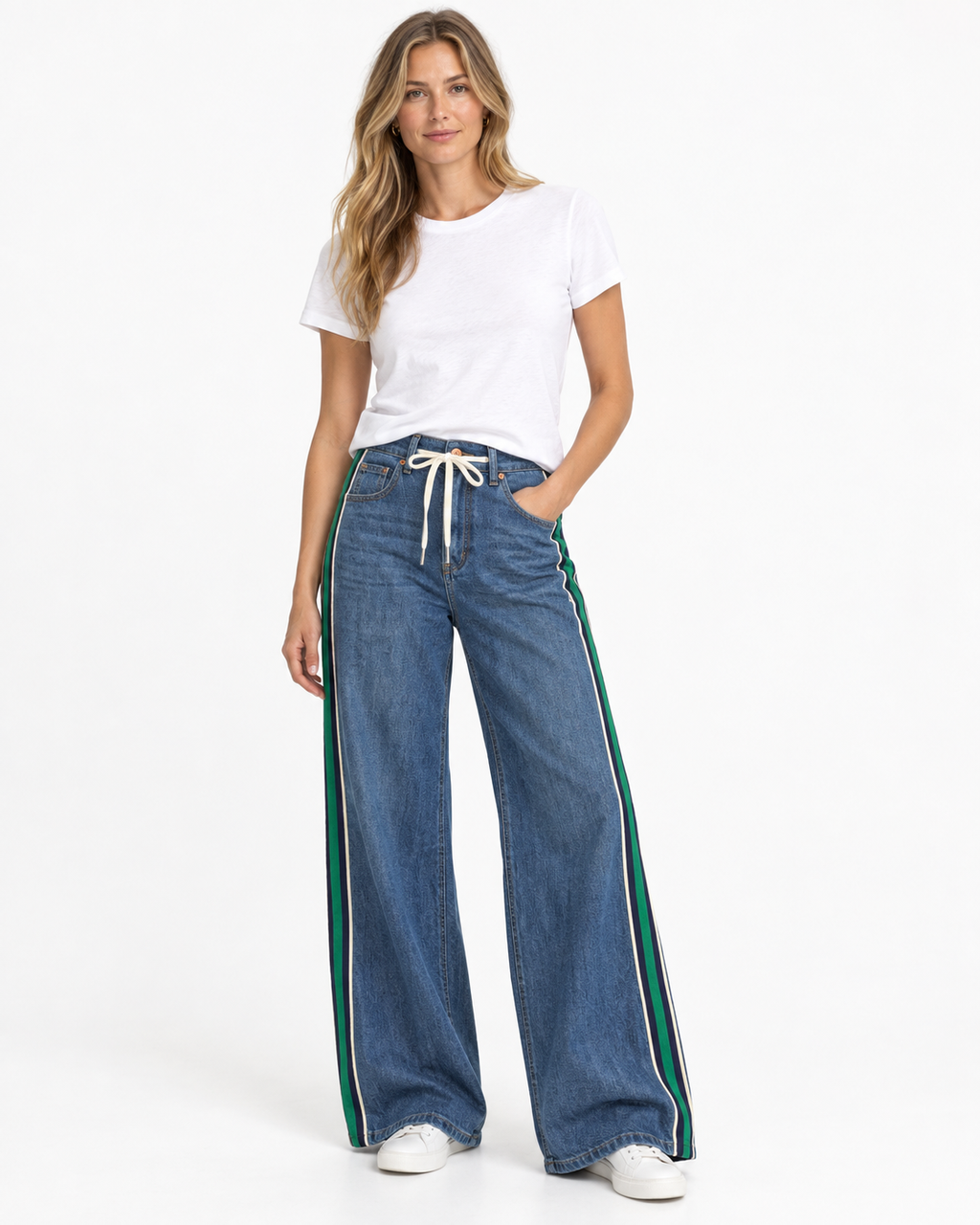 Lily Wide Leg Side Stripe Jean