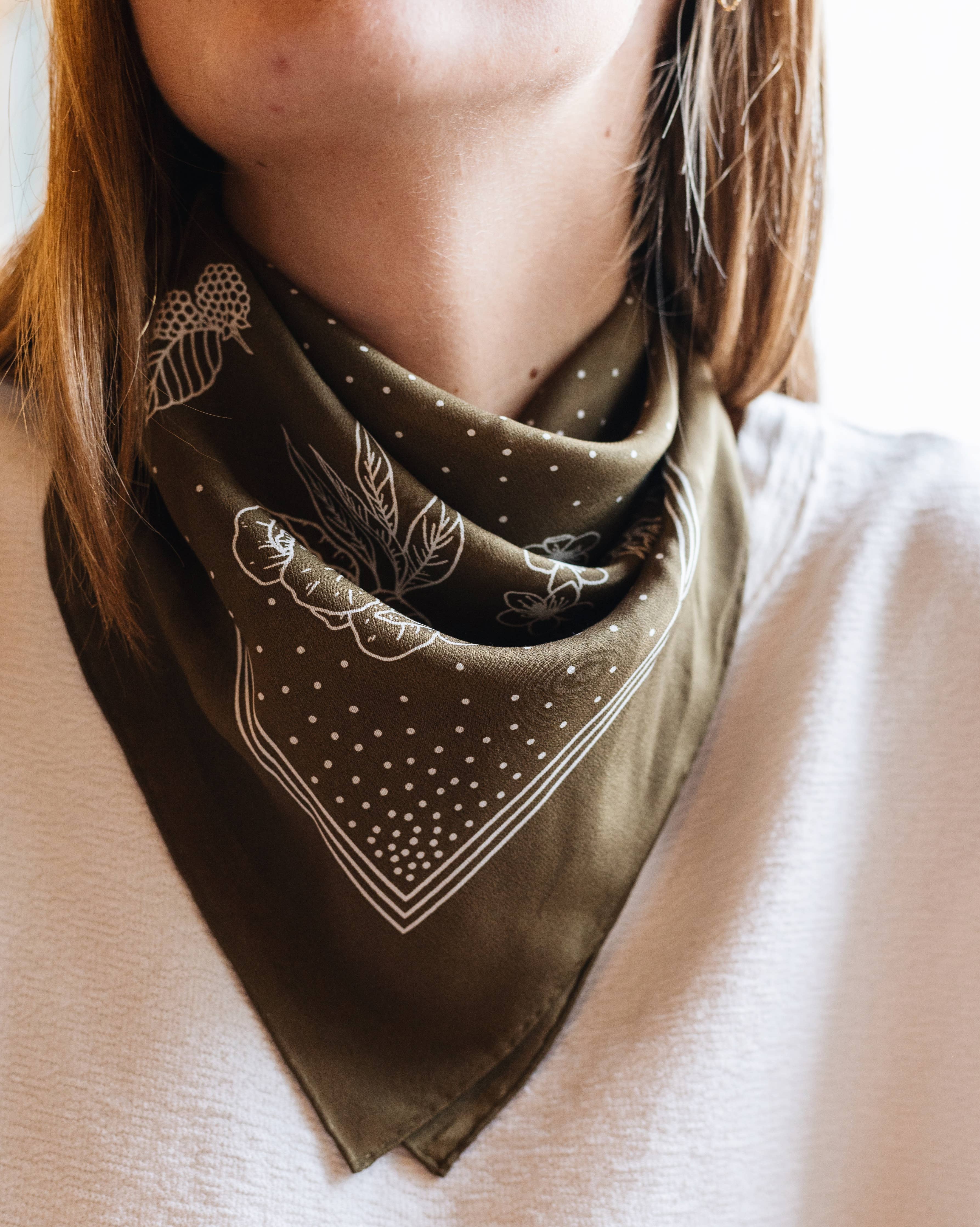Classic Deep Olive Silk Scarf