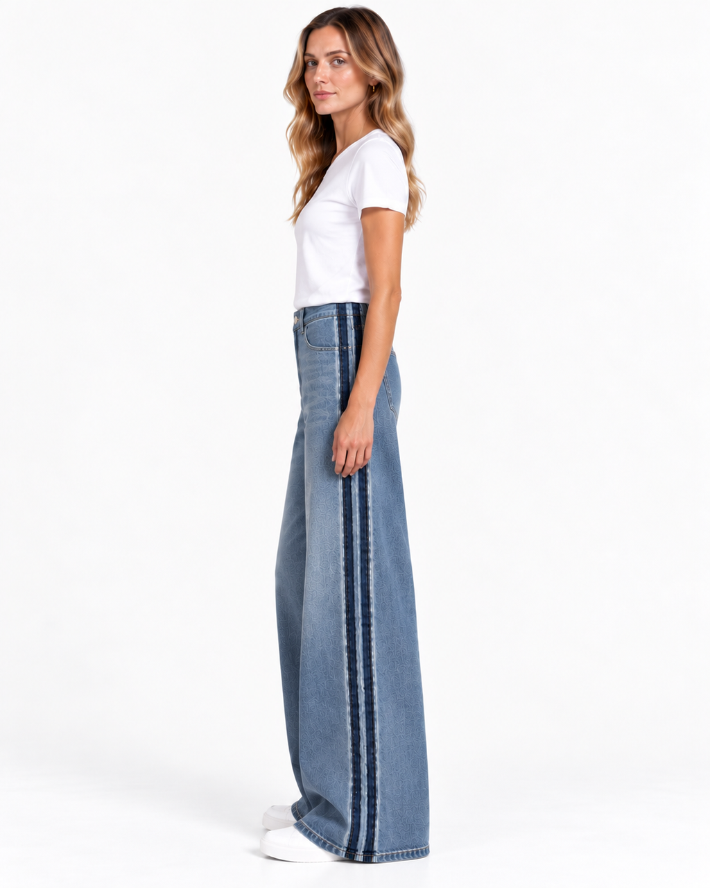Lily Wide Leg Jean Shadow Stripe