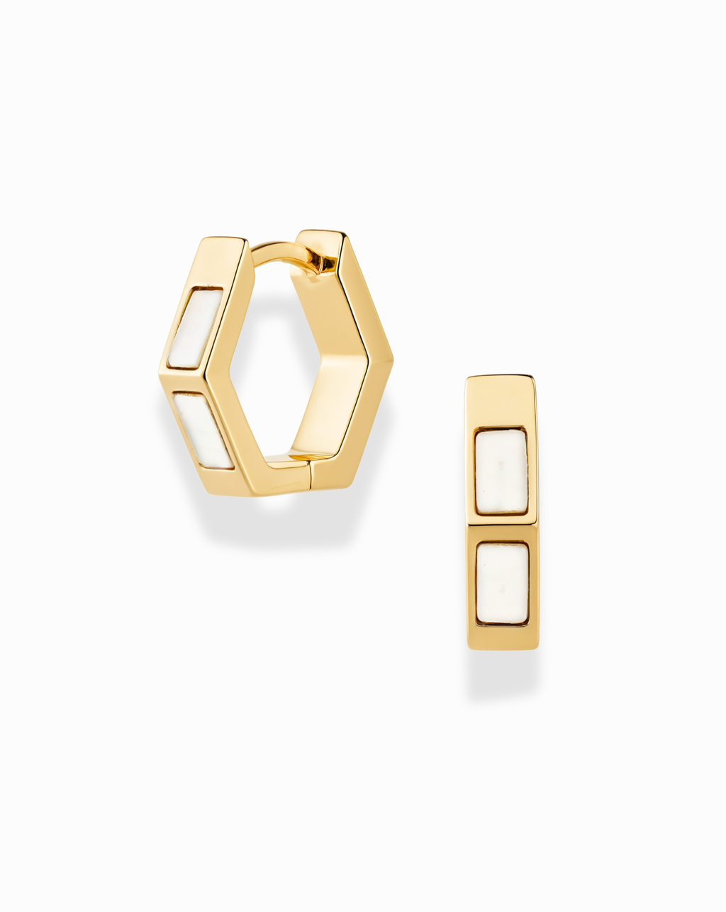 Ari Inlay Hexagon Huggies