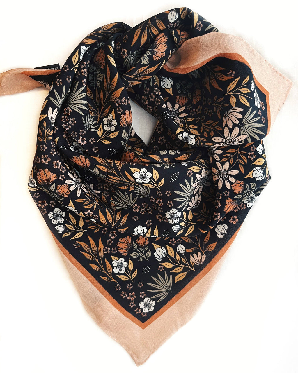 Midnight Garden Floral Silk Scarf