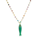 rainbow fish charm necklace colorful gemstone beaded jewelry