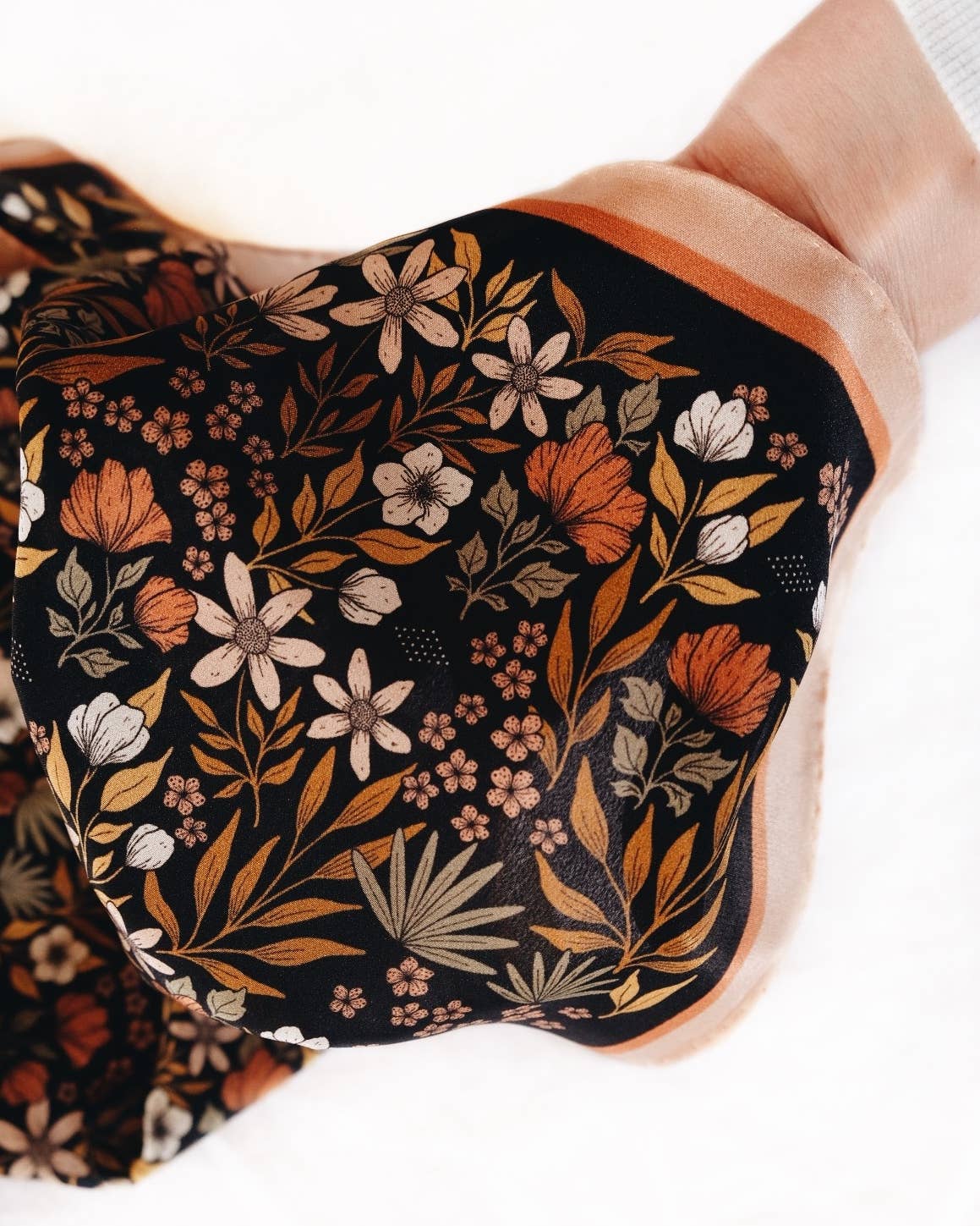 Midnight Garden Floral Silk Scarf