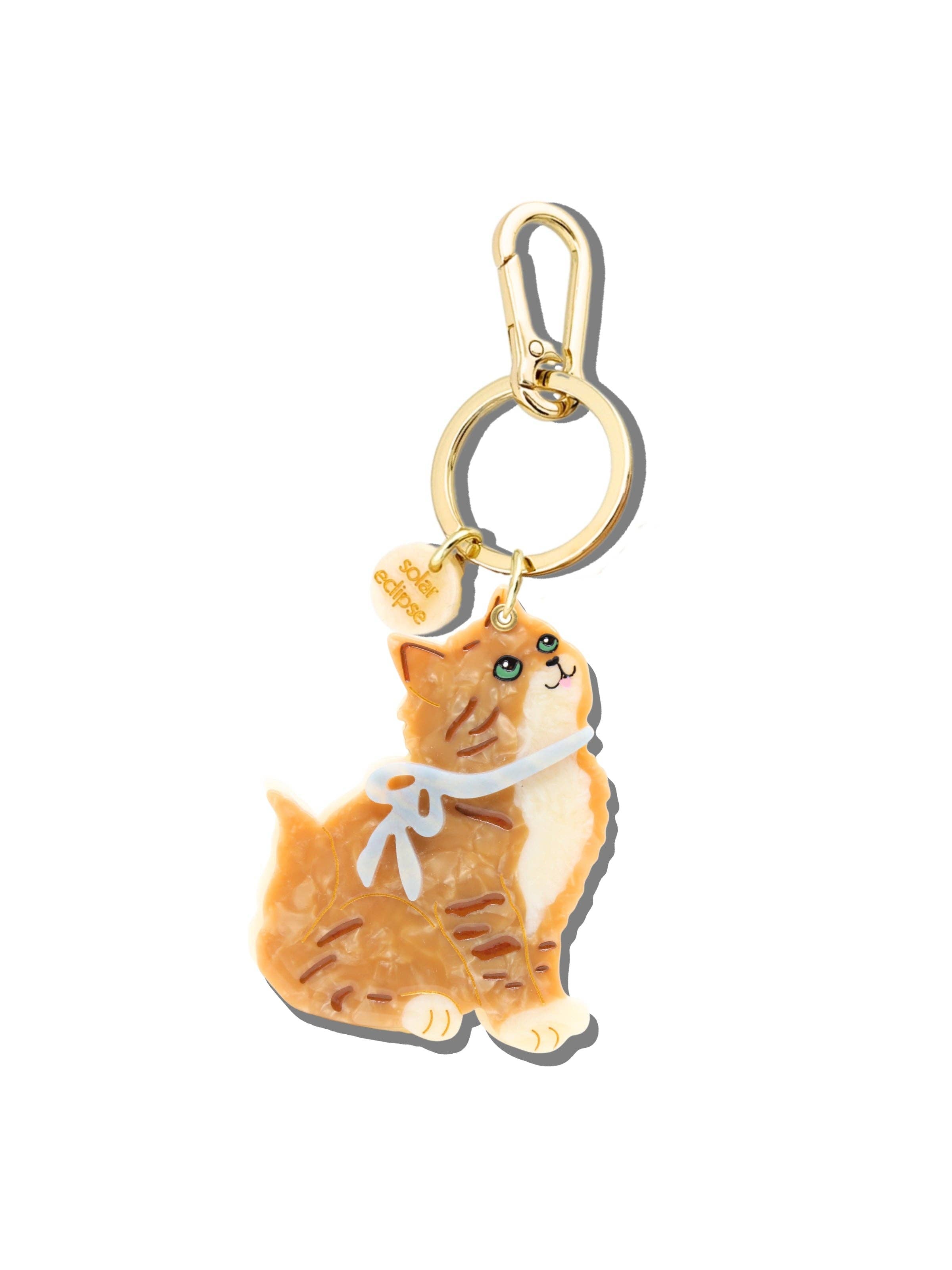 Hand-painted Vintage Kitten Bag Charm + Keychain