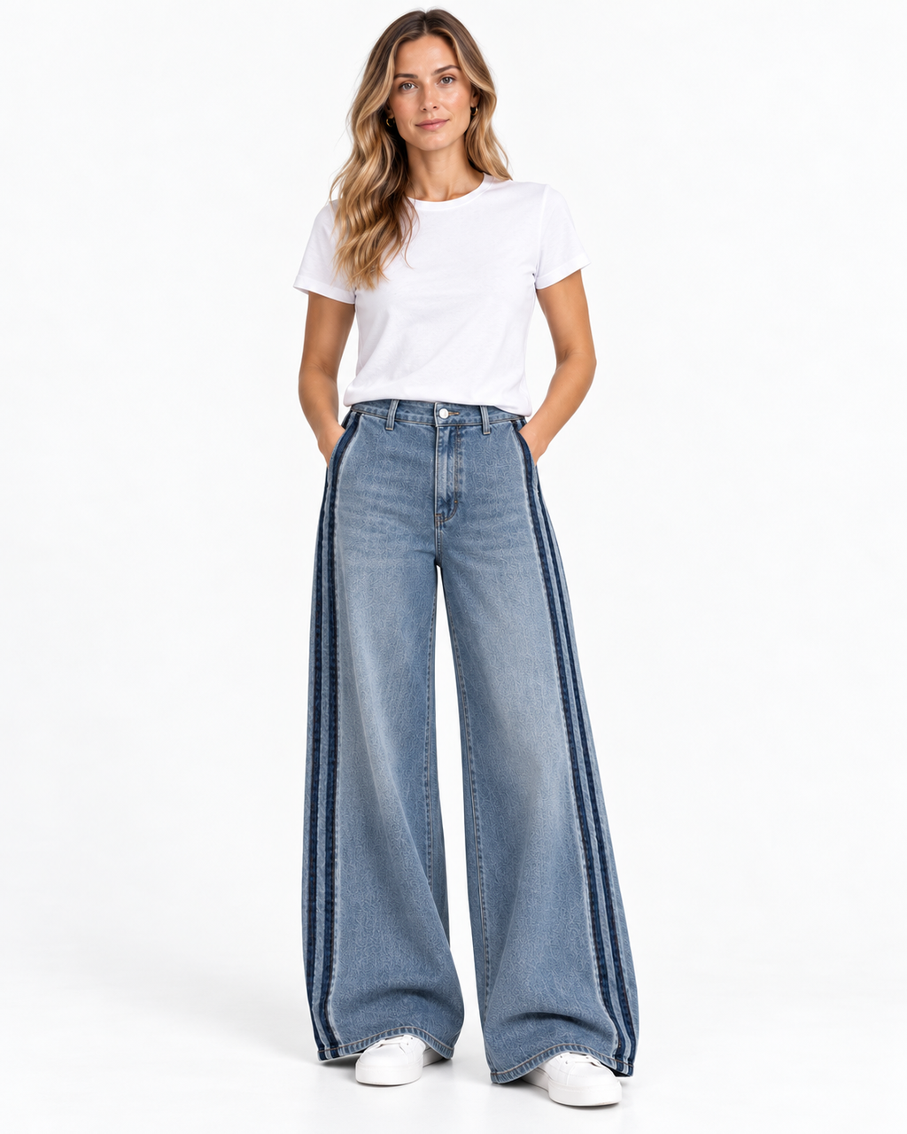 Lily Wide Leg Jean Shadow Stripe