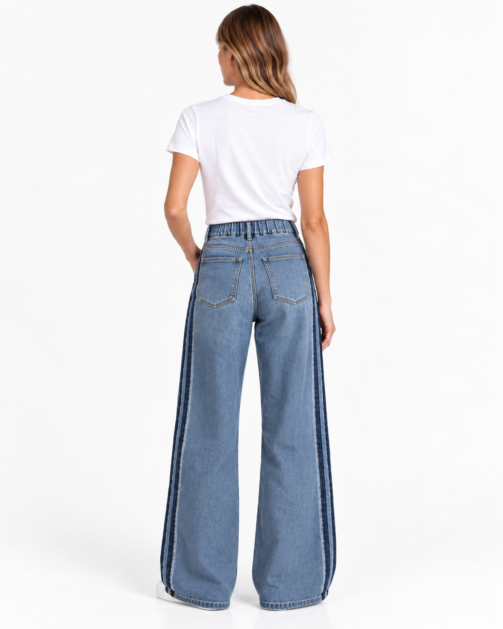 Lily Wide Leg Jean Shadow Stripe