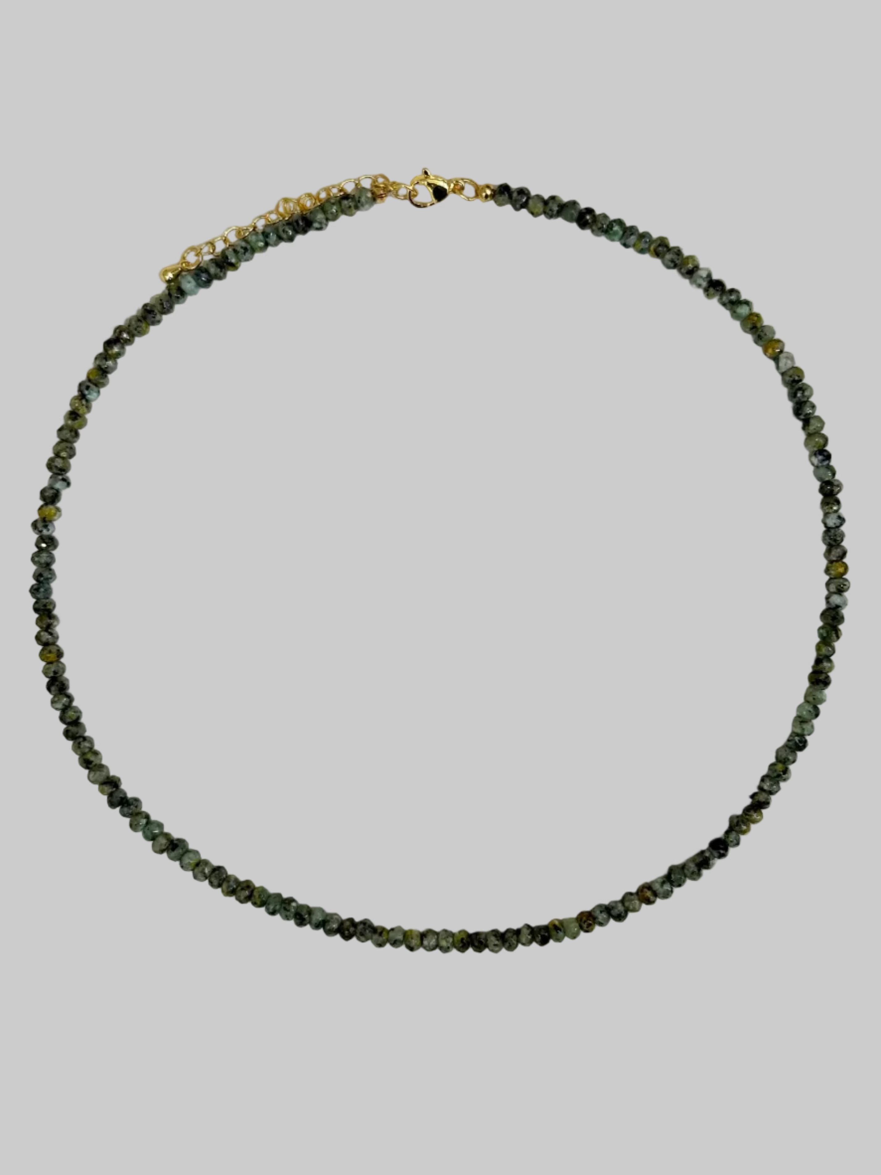 green faceted beaded necklace