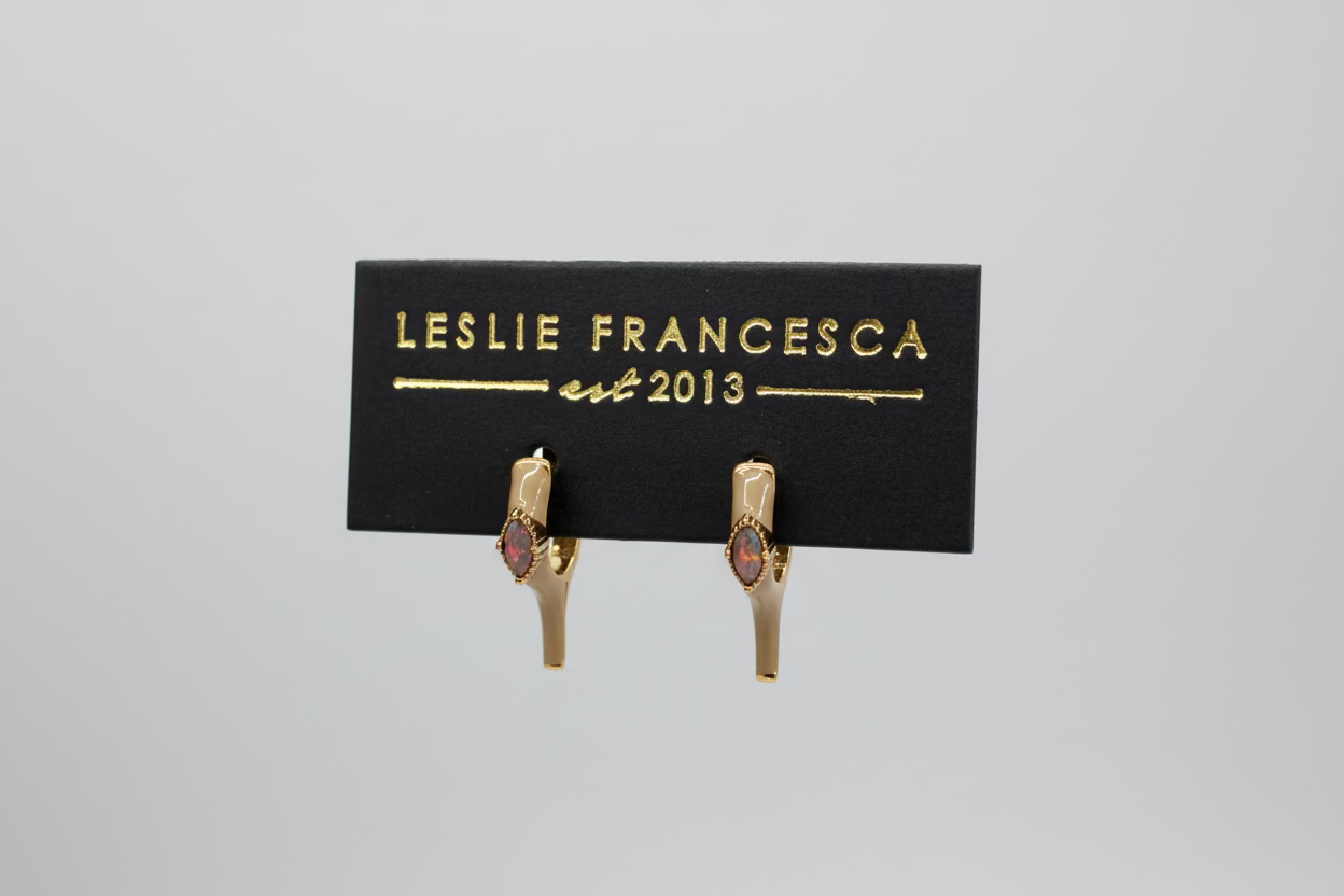 pointy huggies with pink opal