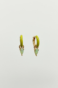 enamel huggies with pear opal drop