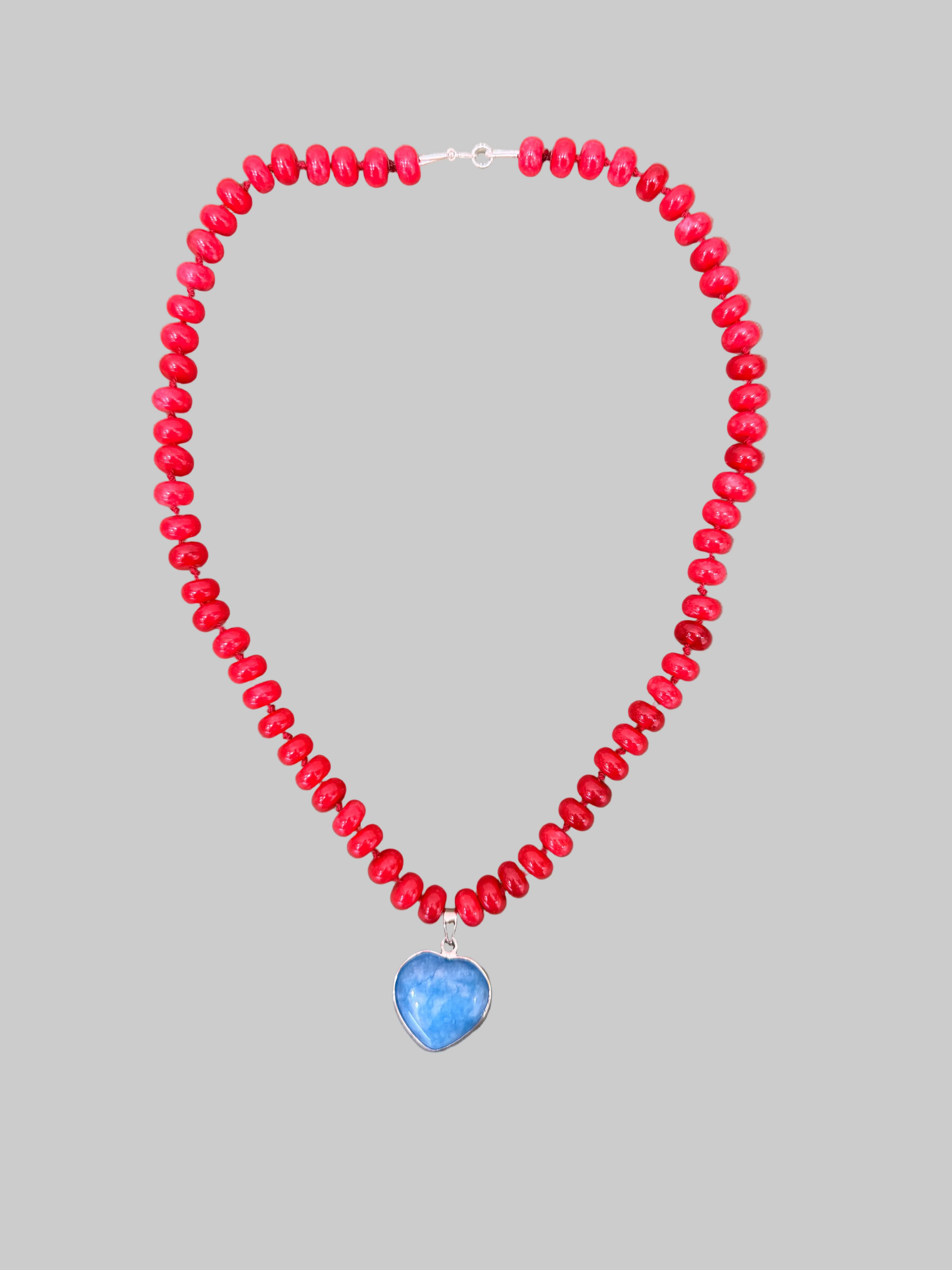 Red Beaded Heart Necklace