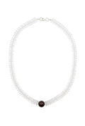 Clear Bead Necklace with Brown Center Stone