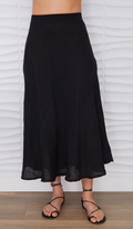 Crinkle Linen Midi Skirt