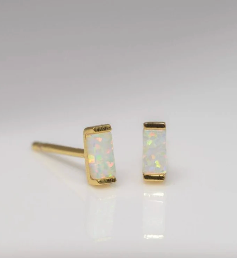 Opal Baguette Studs