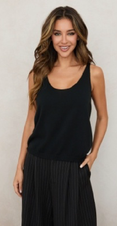 Light Knit Ribbed Hem Tank Top