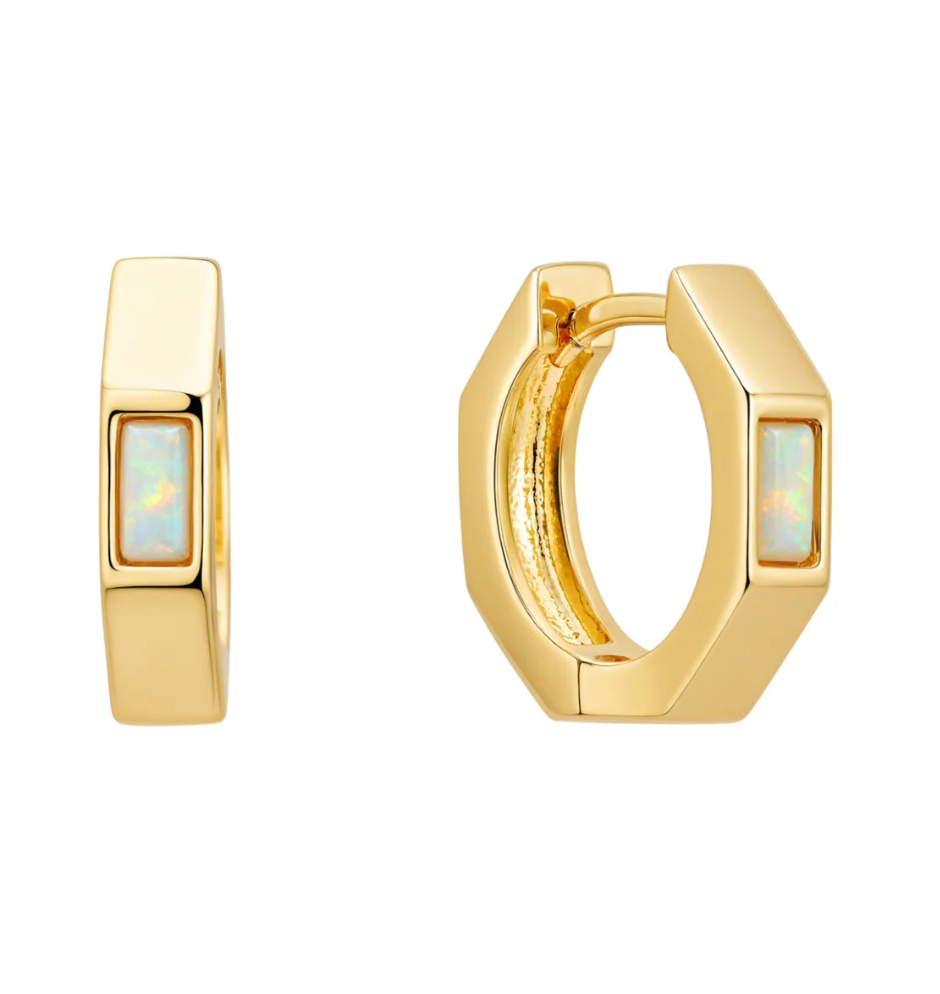 Hexagon Huggies with Opal