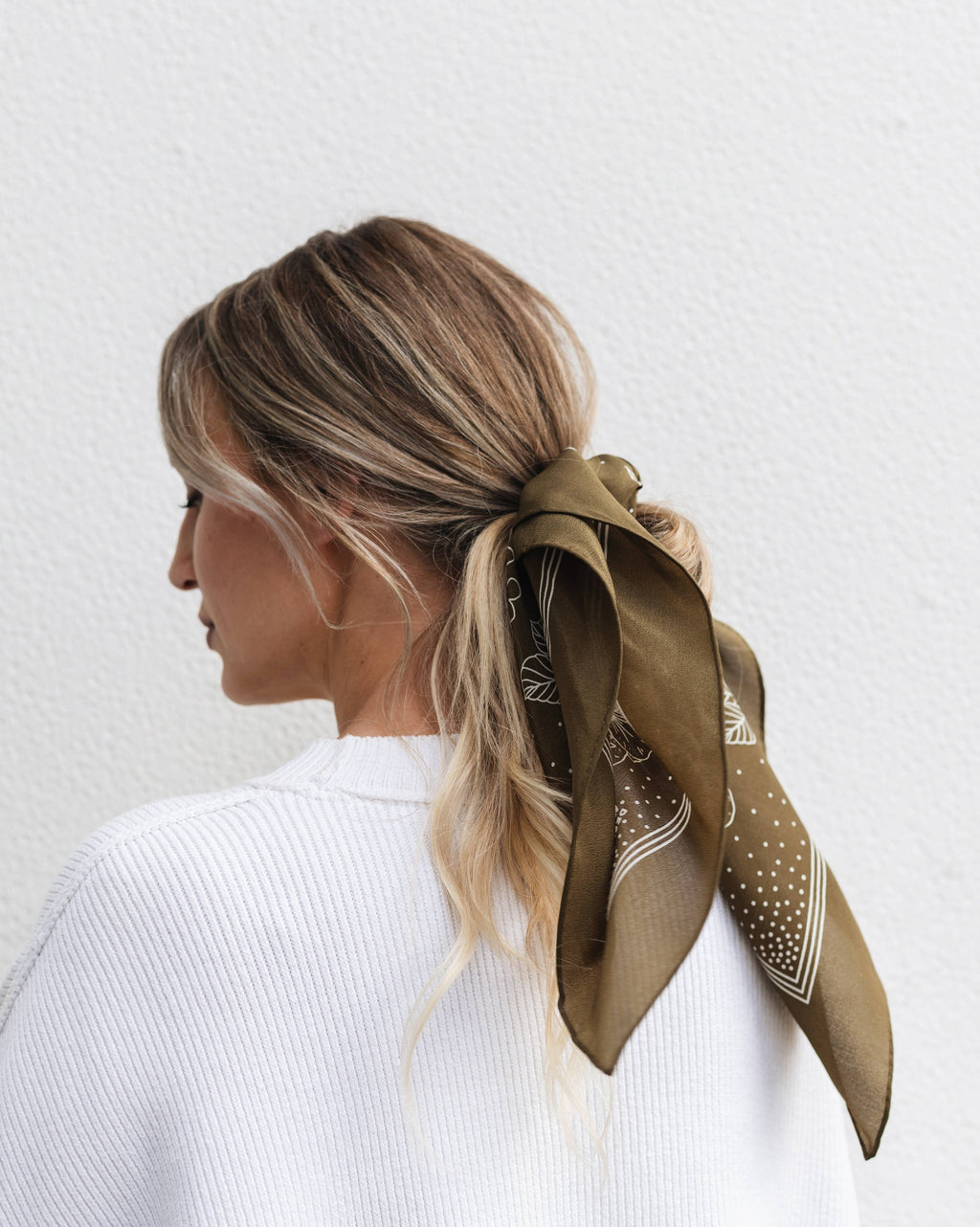 Classic Deep Olive Silk Scarf