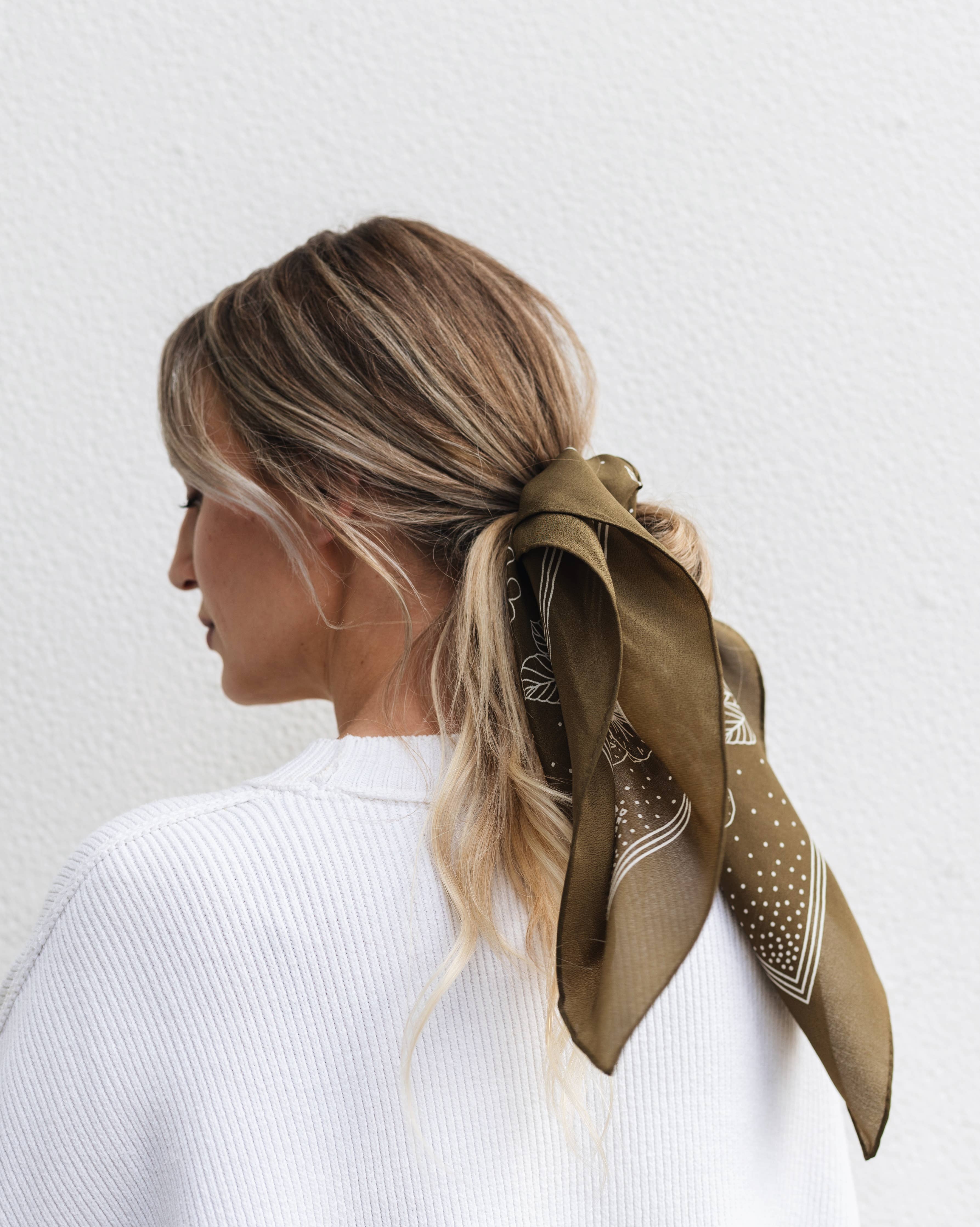 Classic Deep Olive Silk Scarf