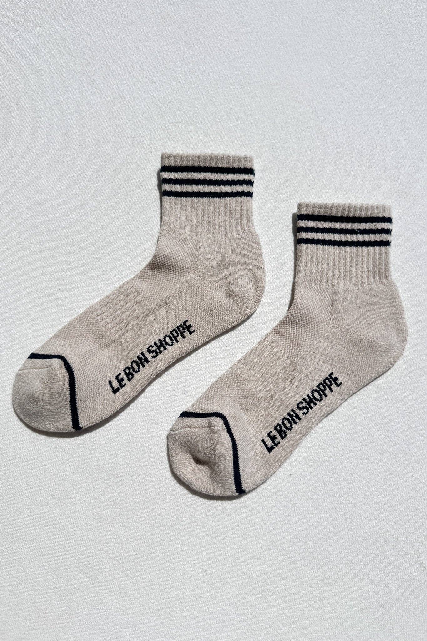 Everyday Cotton Crew Socks – Minimal Stripe Girlfriend Socks