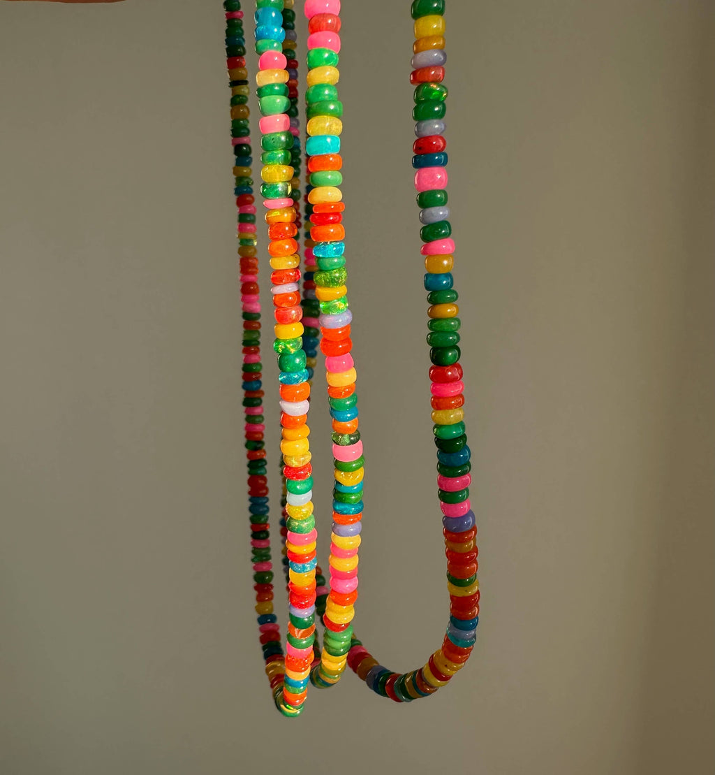 Slim Pink-Green Opal Necklace