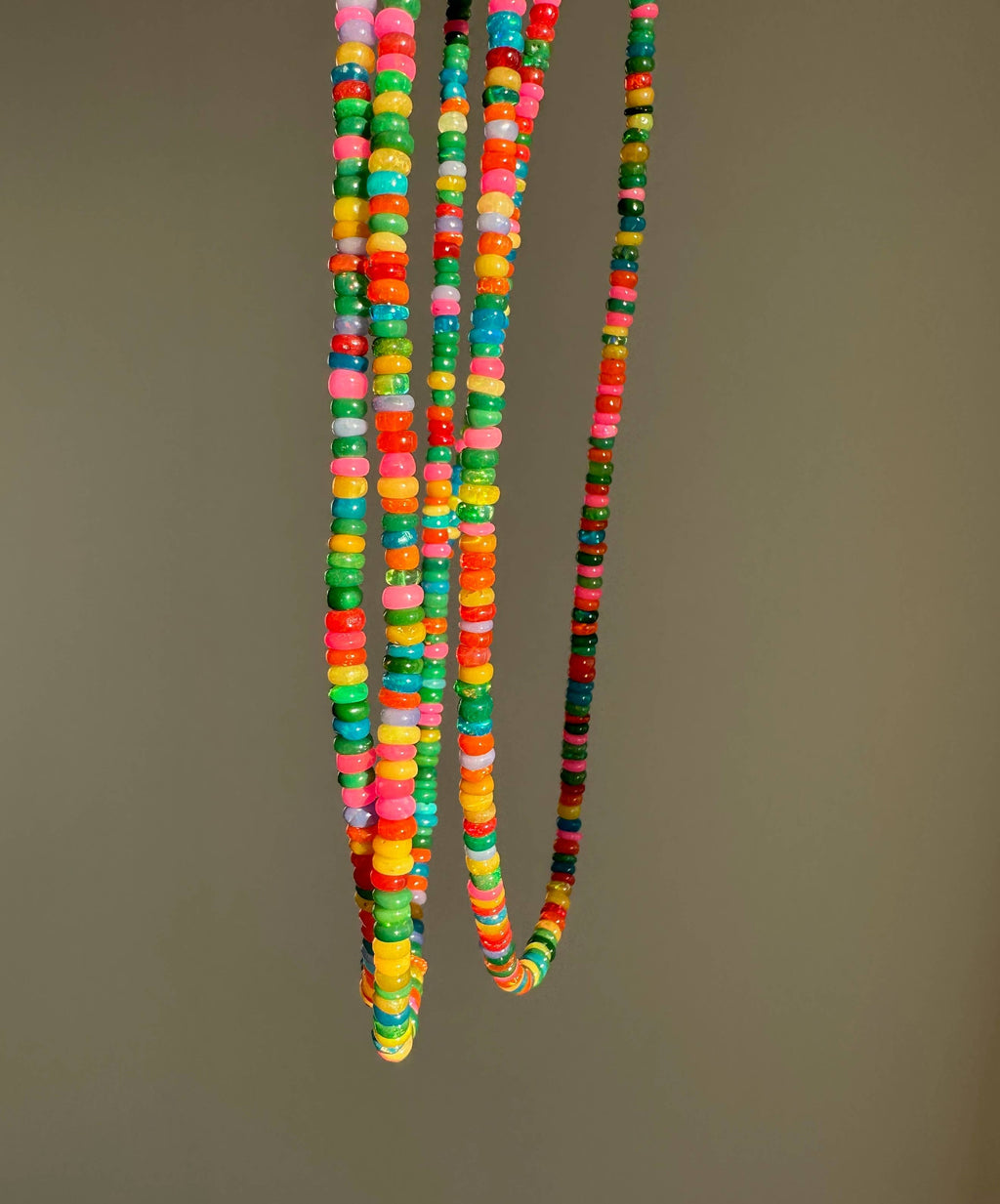 Slim Pink-Green Opal Necklace
