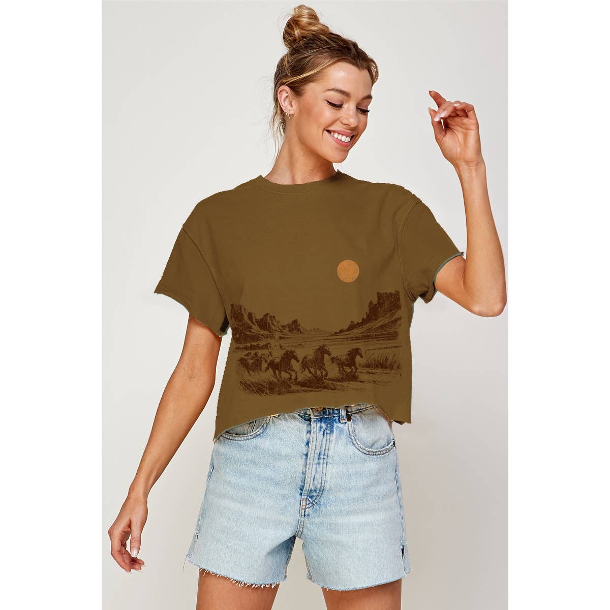 Wild Horses Desert Graphic Crop Top