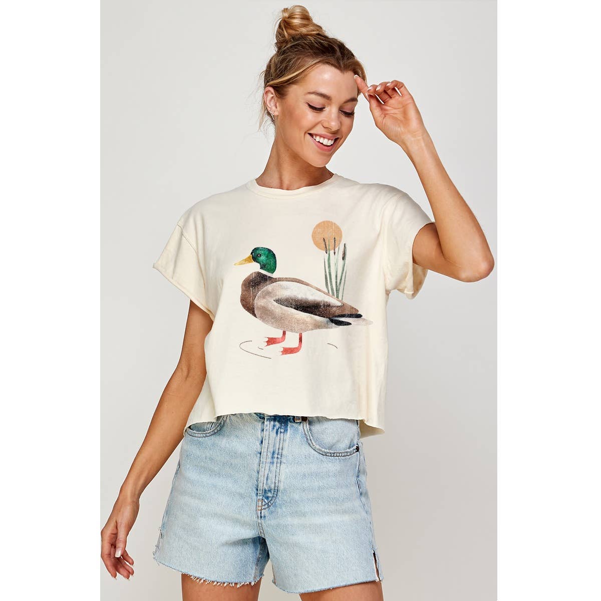 Mallard Ducks Vintage Graphic Crop Top