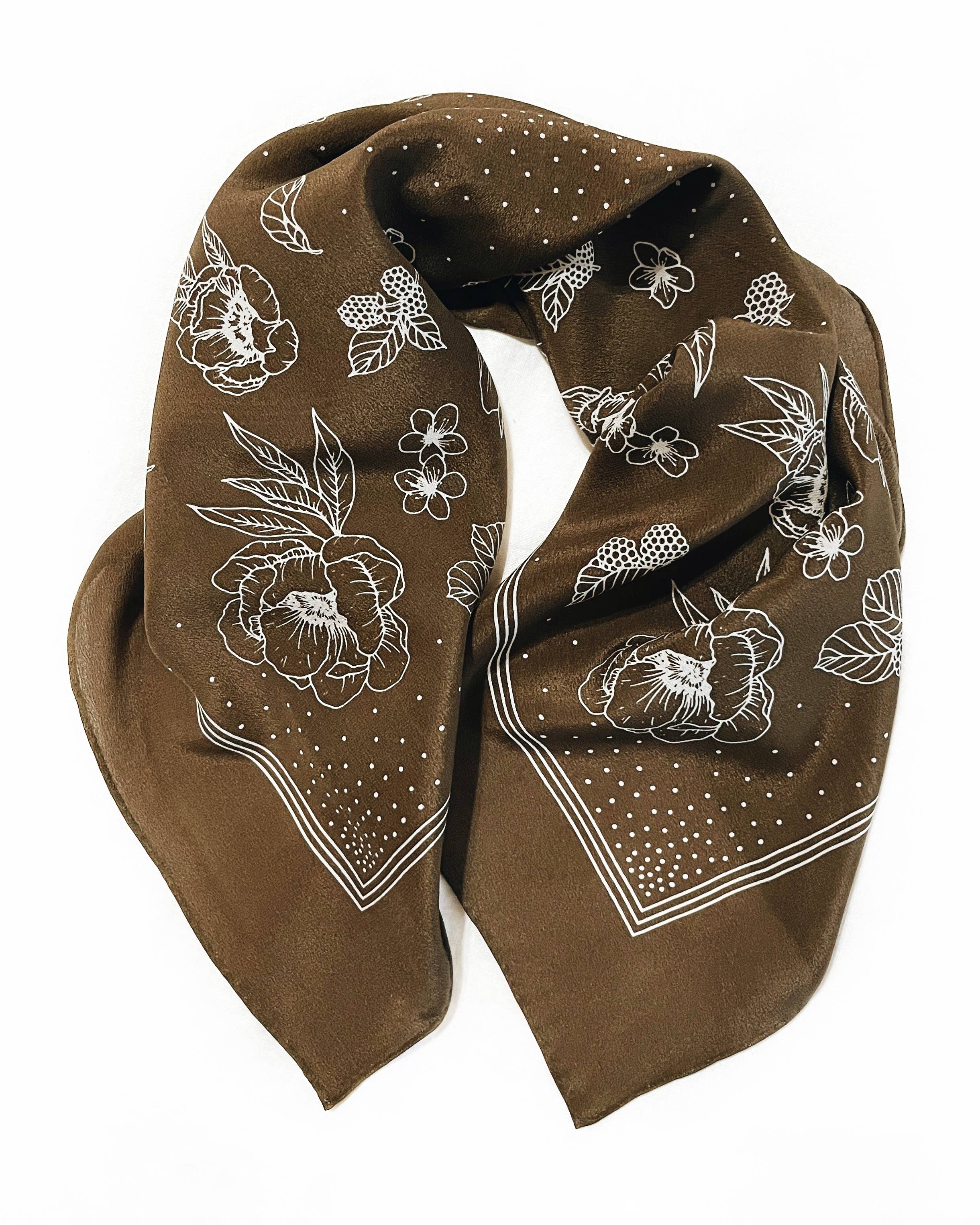 Classic Deep Olive Silk Scarf