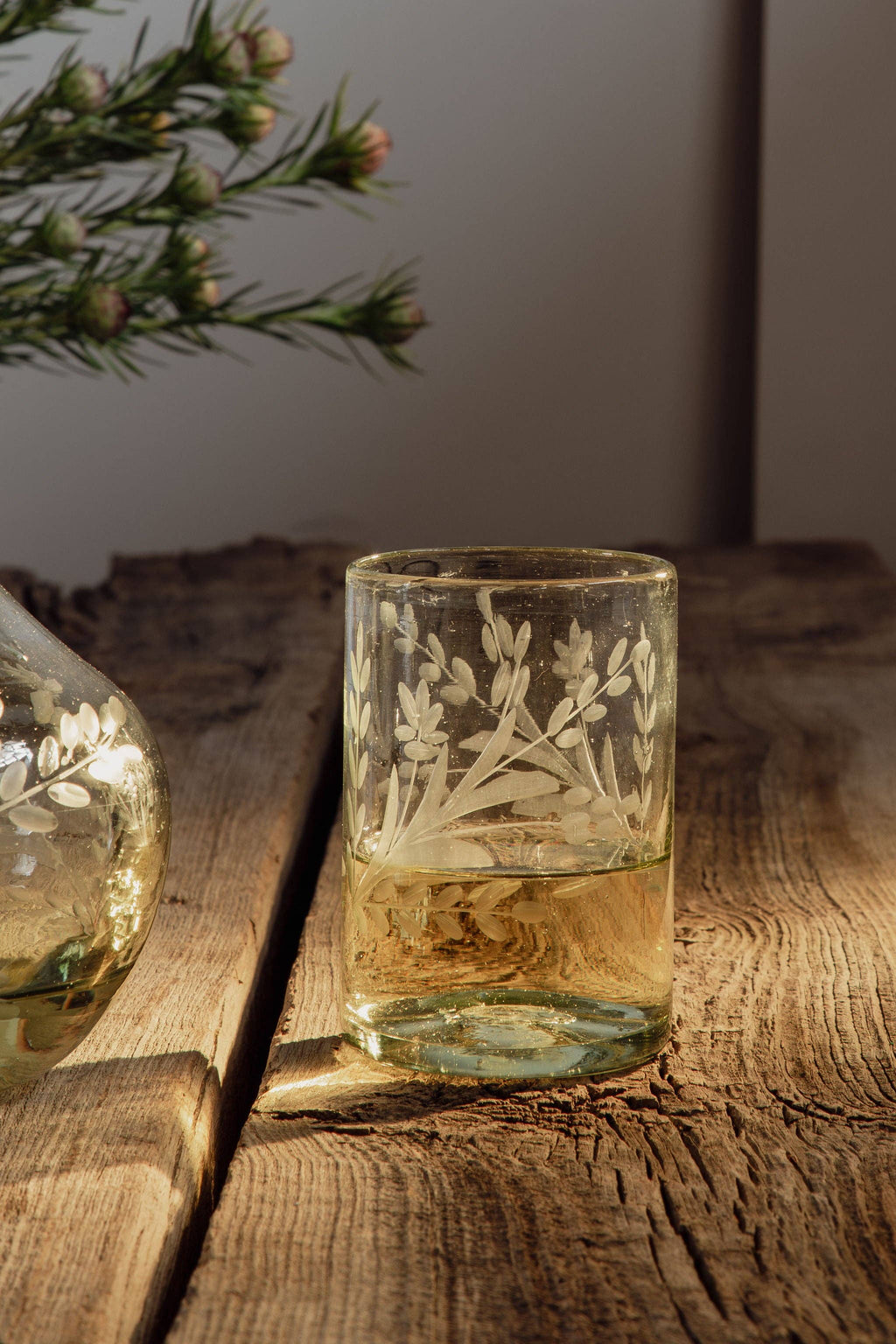 Hand-etched Tumbler Glass