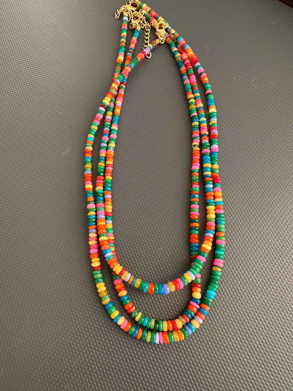 Slim Pink-Green Opal Necklace