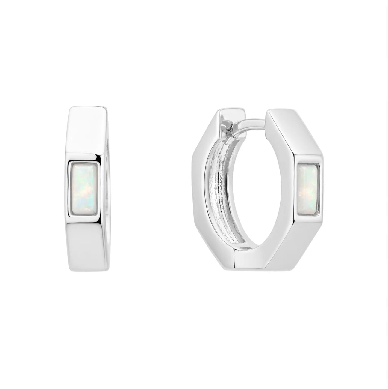 Hexagon Huggies with Opal